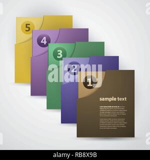 Set aus bunten nummerierten Ordner Designs in editierbare EPS 10 Vektor Format Stock Vektor