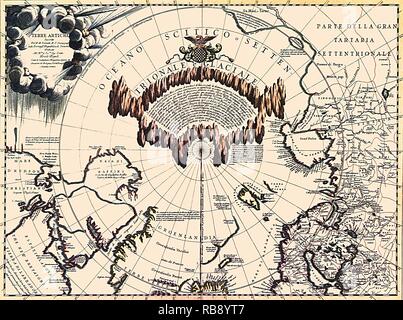 Karte der Nordpol 1690 Stockfoto