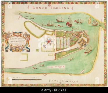 Karte von New Amsterdam. 1664 Stockfoto