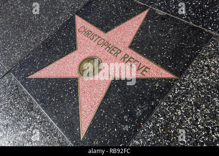 Christopher Reeve. Hollywood Walk of Fame. Hollywood Boulevard. Stockfoto