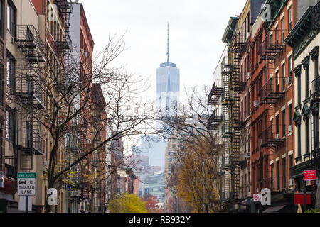 New York City street scene auf dem Thompson St. in SoHo in Manhattan NYC Stockfoto