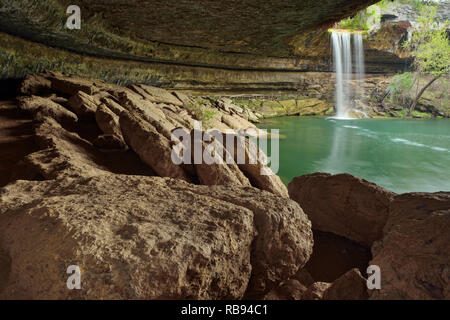 Hamilton Creek Wasserfall und Hamilton Pool, Hamilton Pool bewahren Travis County, Texas, USA Stockfoto