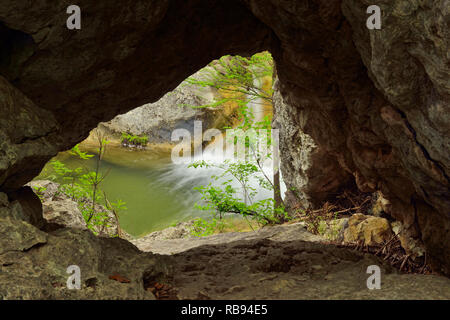 Wasserfall auf Hamilton Creek, Hamilton Pool Preserve Travis County Parks, Texas, USA Stockfoto