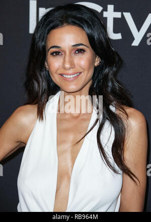 BEVERLY HILLS, Los Angeles, CA, USA - Januar 06: Schauspielerin Emmanuelle Chriqui kommt an der 2019 InStyle und Warner Bros. Bilder Golden Globe Awards nach Party im Beverly Hilton Hotel am 6. Januar 2019 in Beverly Hills, Los Angeles, Kalifornien, USA. (Foto von Xavier Collin/Image Press Agency) Stockfoto