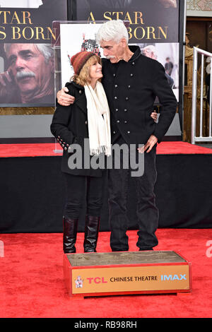 Katharine Ross und ihr Ehemann Sam Elliott an der TCL Chinese Theatre Gastgeber Sam Elliott Hand- und Fußabdruck Zeremonie an TCL Chinese Theatre am 7. Januar 2019 in Hollywood, Kalifornien. Stockfoto