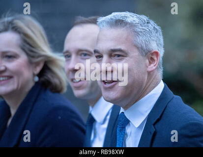 London 8 thJanuary 2019, Amber Rudd MP PC-Arbeit und Altersversorgung Sekretär, Matt Hancock, MP PC, Gesundheitsminister, und Stephen Barclay, MP PC, Brexit Sekretärin an einer Kabinettssitzung am 10 Downing Street, London Credit Ian Davidson/Alamy leben Nachrichten Stockfoto