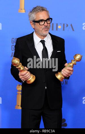 Beverly Hills, CA. 6. Januar, 2019. Alfonso Cuaron in der Presse Raum für 76th jährliche Golden Globe Awards, The Beverly Hilton, Beverly Hills, CA 6. Januar 2019. Credit: Priscilla Grant/Everett Collection/Alamy leben Nachrichten Stockfoto