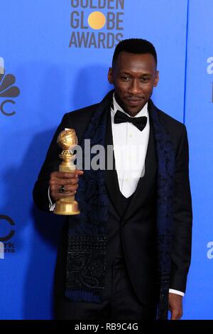 Beverly Hills, CA. 6. Januar, 2019. Mahershala Ali in der Presse Raum für 76th jährliche Golden Globe Awards, The Beverly Hilton, Beverly Hills, CA 6. Januar 2019. Credit: Priscilla Grant/Everett Collection/Alamy leben Nachrichten Stockfoto