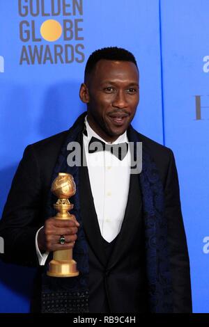Beverly Hills, CA. 6. Januar, 2019. Mahershala Ali in der Presse Raum für 76th jährliche Golden Globe Awards, The Beverly Hilton, Beverly Hills, CA 6. Januar 2019. Credit: Priscilla Grant/Everett Collection/Alamy leben Nachrichten Stockfoto