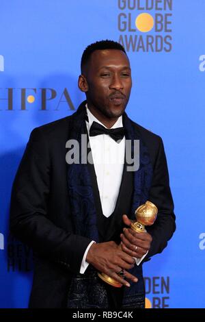 Beverly Hills, CA. 6. Januar, 2019. Mahershala Ali in der Presse Raum für 76th jährliche Golden Globe Awards, The Beverly Hilton, Beverly Hills, CA 6. Januar 2019. Credit: Priscilla Grant/Everett Collection/Alamy leben Nachrichten Stockfoto