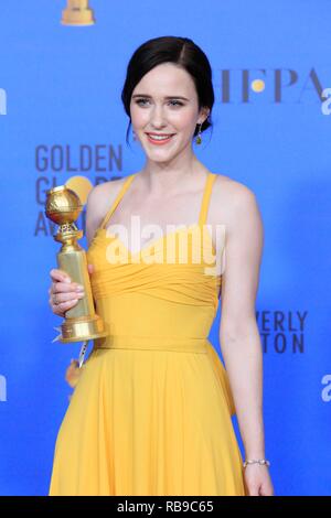 Beverly Hills, CA. 6. Januar, 2019. Rachel Brosnahan in der Presse Raum für 76th jährliche Golden Globe Awards, The Beverly Hilton, Beverly Hills, CA 6. Januar 2019. Credit: Priscilla Grant/Everett Collection/Alamy leben Nachrichten Stockfoto