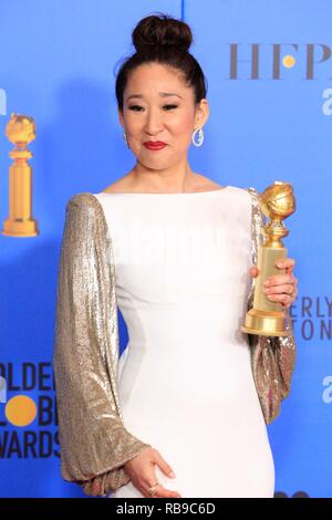 Beverly Hills, CA. 6. Januar, 2019. Sandra Oh in der Presse Raum für 76th jährliche Golden Globe Awards, The Beverly Hilton, Beverly Hills, CA 6. Januar 2019. Credit: Priscilla Grant/Everett Collection/Alamy leben Nachrichten Stockfoto