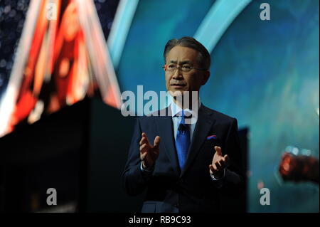 Las Vegas, USA. 07 Jan, 2019. 01/07/2019, USA, Las Vegas: Sony CEO Kenichiro Yoshida spricht auf der CES-Messe. Credit: Andrej Sokolow/dpa/Alamy leben Nachrichten Stockfoto