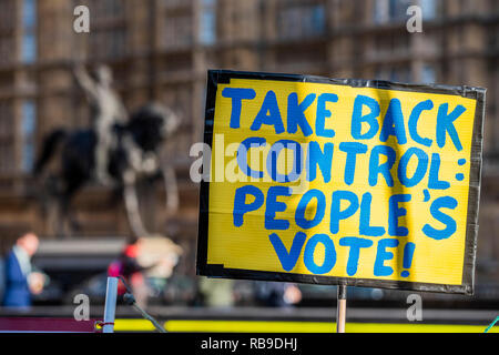 Westminster, London, Großbritannien. 8. Januar 2019. Die sodem, pro EU, Protest außerhalb des Parlaments contines als Abstimmung über Theresa's kann Plan ist für nächste Woche bestätigt. Credit: Guy Bell/Alamy leben Nachrichten Stockfoto