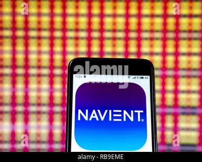 Januar 7, 2019 - Kiew, Ukraine - Navient Corporation logo gesehen auf einem Smartphone angezeigt. (Bild: © Igor Golovniov/SOPA Bilder über ZUMA Draht) Stockfoto