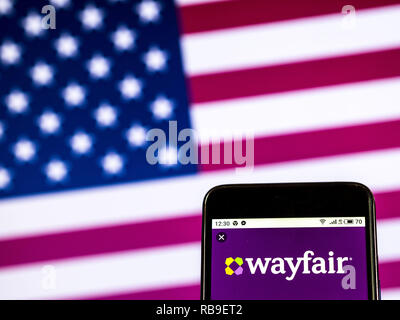 Kiew, Ukraine. 7 Jan, 2019. Wayfair Firmenlogo gesehen auf einem Smartphone angezeigt. Quelle: Igor Golovniov/SOPA Images/ZUMA Draht/Alamy leben Nachrichten Stockfoto