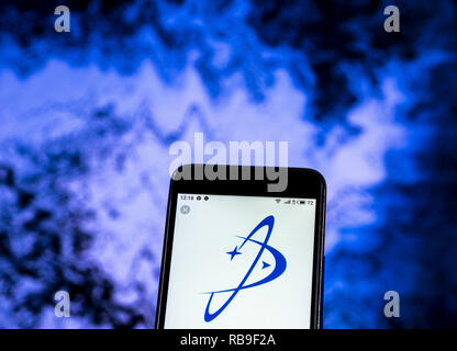 Kiew, Ukraine. 7 Jan, 2019. Orbital ATK Inc., jetzt Northrop Grumman Innovation Systems Logo auf einem Smartphone gesehen angezeigt. Quelle: Igor Golovniov/SOPA Images/ZUMA Draht/Alamy leben Nachrichten Stockfoto