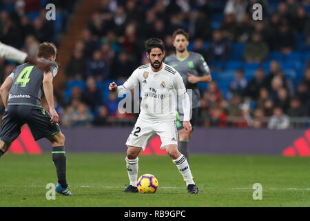 Madrid, Spanien. 6. Januar, 2019. Isco (Real) Fußball: Spanisch "La Liga Santander' Match zwischen Real Madrid CF 0-2 Real Sociedad im Santiago Bernabeu in Madrid, Spanien. Credit: mutsu Kawamori/LBA/Alamy leben Nachrichten Stockfoto