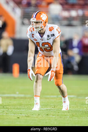 Santa Clara, Kalifornien, USA. 07 Jan, 2019. Clemson wide receiver Hunter Renfrow (13) Während der Hochschule Fußball-Endspiel National Championship Game zwischen den Clemson Tiger und Alabama Crimson Tide am Levi's Stadion in Santa Clara, Kalifornien. Clemson besiegt Alabama44-16-. Johann Mersits/CSM/Alamy leben Nachrichten Stockfoto