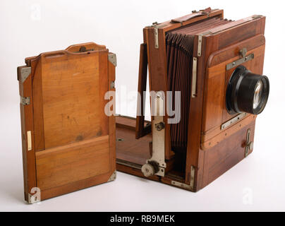 Vintage Holz klappbare Kamera Stockfoto