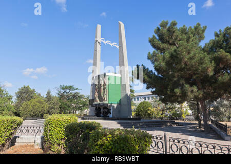 Jewpatoria, Krim, Russland - Juli 3, 2018: Denkmal für die Opfer der Vertreibung in der Stadt Jewpatoria, Krim Stockfoto