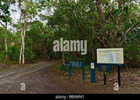 Szenen aus dem Smalleys Strand Zeltplatz, Cape Hillsborough National Park, Queensland, Australien Stockfoto