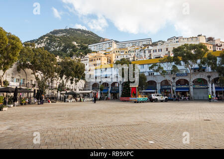 Gibraltar. Grand Casemates Square, Gibraltar, Gib, Britisches Überseegebiet, UK, Europa. Stockfoto