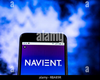 Navient Corporation Logo auf dem Smartphone angezeigt Stockfoto