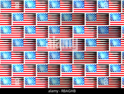 Wand mit Bildern der Flagge von Amerika Textur für Hintergrund Stockfoto