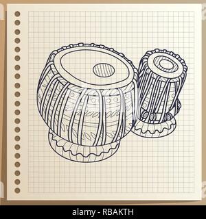 Musikinstrumente. Tabla drums. Percussion. Vector Illustration. Stock Vektor