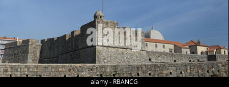 Fort von Sao Joao Batista da Foz Panorama. Im 16. Jahrhundert erbaut, liegt war der Fluss Douro Mund, Porto, Portugal. Stockfoto