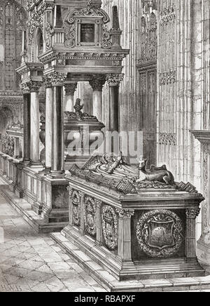 Die südlichen Seitenschiff der Henry 7 Kapelle oder der Henry VII Marienkapelle, Westminster Abbey, Westminster, London, England. Von London Bilder, veröffentlicht 1890 Stockfoto