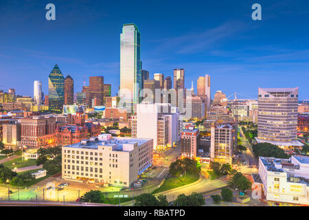 Dallas, Texas, USA Skyline über Dealey Plaza. Stockfoto