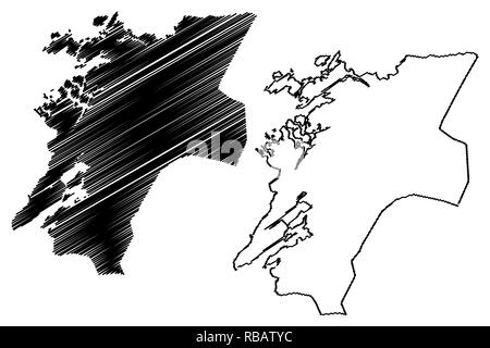 Nord-Trondelag (administrative divisions von Norwegen, Königreich Norwegen) Karte Vektor-illustration, kritzeln Skizze Nord-Trondelag län Karte Stock Vektor