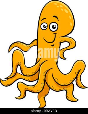 Cartoon Illustration von niedlichen Oktopus Sea Animal Comic-figur Stock Vektor