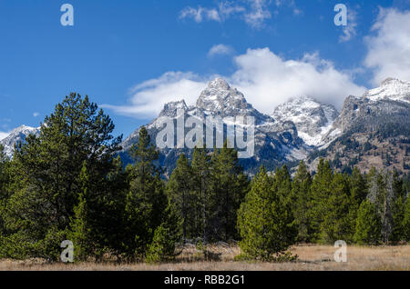 Teton Bergkette vom Grand Teton National Park im US-Bundesstaat Wyoming Stockfoto