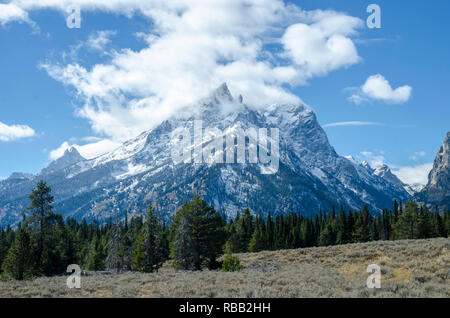Teton Bergkette vom Grand Teton National Park im US-Bundesstaat Wyoming Stockfoto