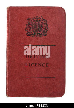Ein britisches rotes Papier Führerschein von Cheshire County Council in 1966 erteilt Stockfoto