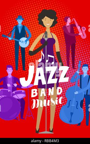 Jazz Band Poster. Musical Festival, live Musik Konzept. Vector Illustration Stock Vektor