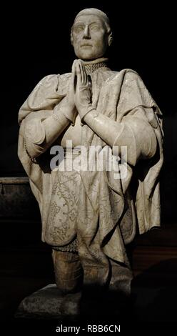 Pedro I de Castilla (1334-1369), El llamado Grausam. Rey de Castilla. Perteneciente a la Casa de Borgoña. Estatua orante. Alabastro. Gótico. Primera Mitad del siglo XV. Desaparecido Procedente del Convento de Santo Domingo el Real (Madrid). Museo Arqueológico Nacional. Madrid. España. Stockfoto