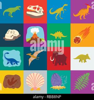 Alter, Tier, antike, Kunst, Cartoon, Sammlung, Design, Dinosaurier, Dinos, Ei, Eruption, ausgestorben, Flamme, Footprint, Fossilien, gallimimus, Pflanzenfresser, menschliche, Icon, Illustration, isoliert, jurassic, Logo, Säugetier, Mammut, Meteorit, parasaurolophus, Periode, Pflanze, prähistorische, pterodactyloidea bleibt, Felsen, Meer, Muschel, Satz, Zeichen, Stegosaurus, Stein, Symbol, Triceratops, tyrannosaurus, Vector, Vulkan, web Vektor Vektoren, Stock Vektor