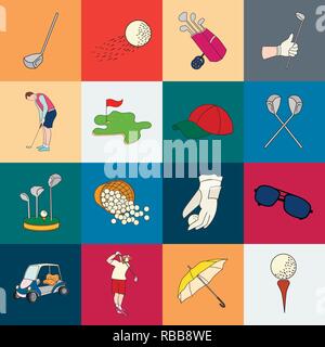 Nach, Kunst, Attribut, Aviator, Tasche, Kugel, Kugeln, Korb, vor, Kappe, Warenkorb, Cartoon, Verein, Vereine, Sammlung, Kurs, gekreuzt, Design, Ausstattung, Feld, Fliegen, Spiel, Golf, Golfer, Gras, Hobby, Holding, Bohrung, Icon, Illustration, isoliert, kick, Logo, Sonnenschirm, Pfad, platzieren, Spielplatz, Satz, Zeichen, Sport, Stick, Sonnenbrille, Symbol, T-Stück, Uniform, Vector, Web, Räder Vektor Vektoren, Stock Vektor