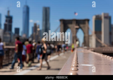 Brooklyn Bridge. August 2016. New York City, Vereinigte Staaten von Amerika Stockfoto