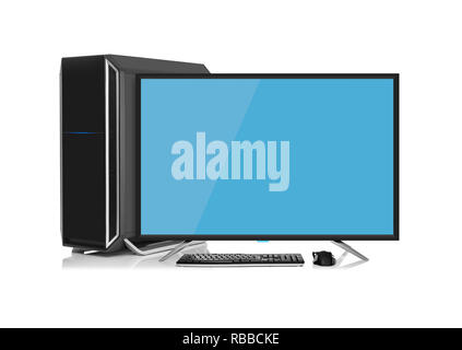 Moderne Desktop Computer mit kabelloser Tastatur und Maus. Stockfoto