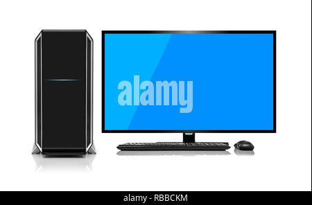 Moderne Desktop Computer mit kabelloser Tastatur und Maus. Stockfoto