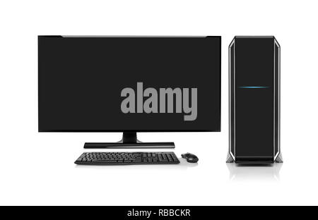 Moderne Desktop Computer mit kabelloser Tastatur und Maus. Stockfoto