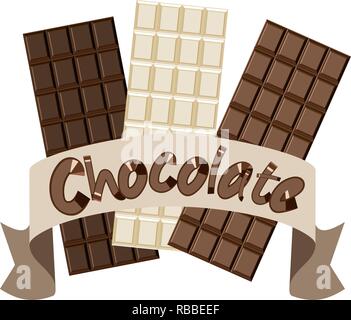 Schokolade ist dunkel, milchig, weiß und dekorative Text schreiben. World Chocolate Tag. Vector Illustration Stock Vektor