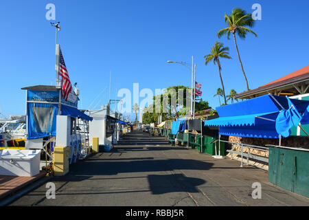 Historische Lahaina, Maui, der ersten Hauptstadt der hawaiischen Inseln und ehemalige Walfängerstadt. Stockfoto