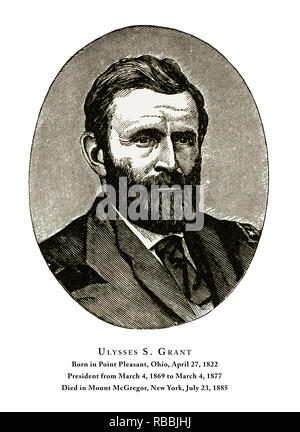 Ulysses S. Grant, graviert Portrait von Präsident, 1888 Stockfoto