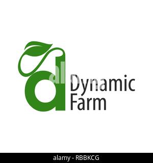 Dynamische farm Initial d mit Blatt logo Konzept Design vorlage Idee Stock Vektor